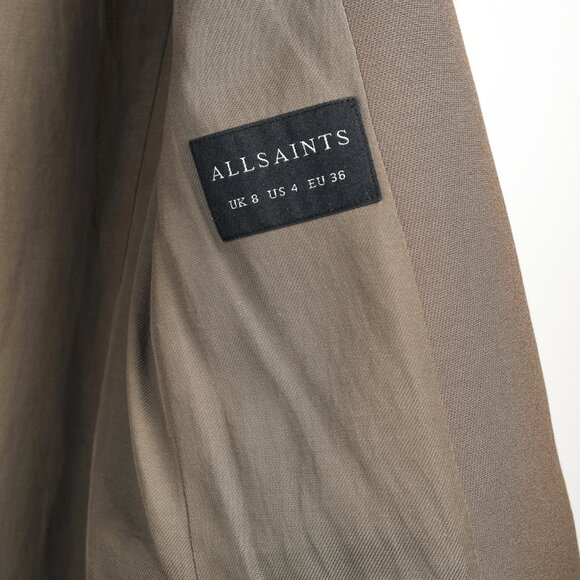 All Saints Aleida Khaki Green Oversized No-Closure Blazer - Picture 7 of 12